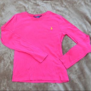 Ralph Lauren long sleeve pink shirt.